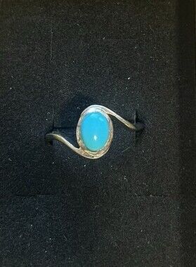 Sterling Silver And Sleeping Beauty Turquoise Ring. Size 9 Marked Djoy 925